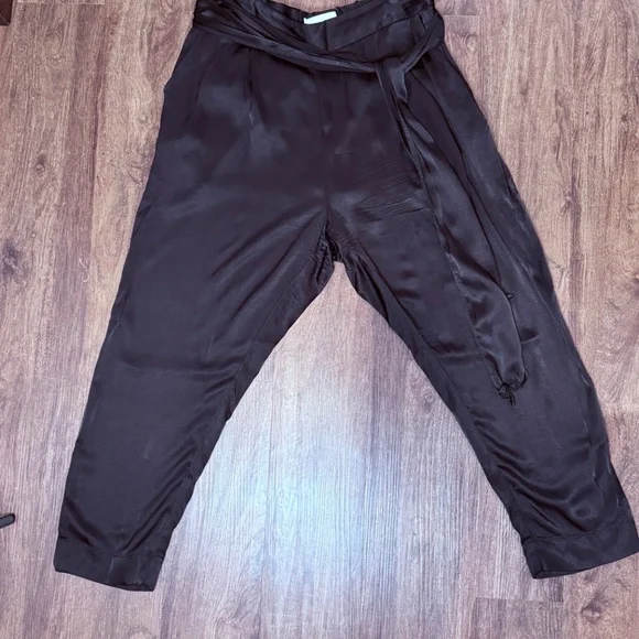 ett:twa by Anthropologie Black Satin Tie High Waist Pants Size 12 - Picture 6 of 7